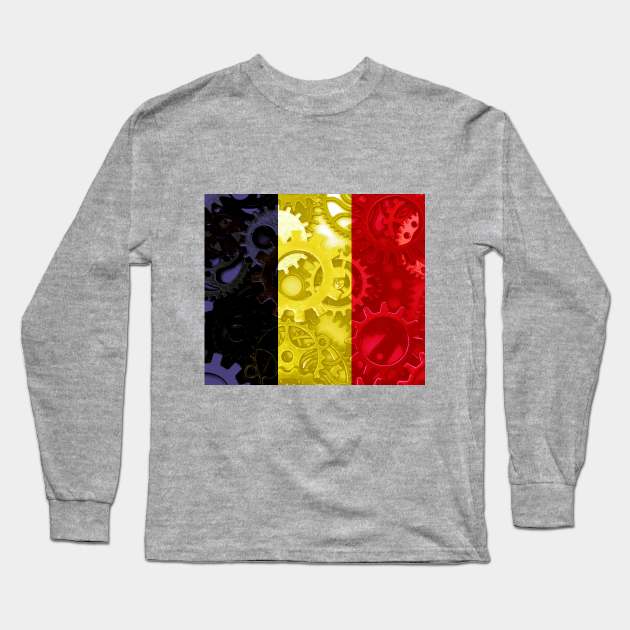 Flag of Belgium - Gears Long Sleeve T-Shirt by DrPen